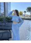 Mavi Sunny Örgü Pareo Takım