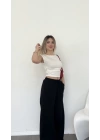 Mila Beyaz Yanı Büzgülü Basic Tshirt