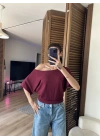 Mila Düşük Omuz Bluz Bordo