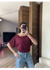 Mila Düşük Omuz Bluz Bordo