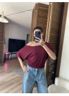 Mila Düşük Omuz Bluz Bordo