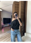 Mila Düşük Omuz Bluz Siyah