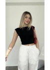 Mila Siyah Yanı Büzgülü Basic Tshirt