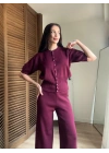 Mocha Çıtçıtlı Triko Takım Bordo