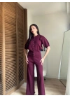 Mocha Çıtçıtlı Triko Takım Bordo