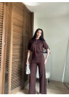 Mocha Çıtçıtlı Triko Takım Kahve