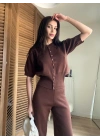 Mocha Çıtçıtlı Triko Takım Kahve