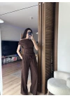 Moss Dokulu Takım Kahverengi