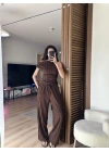 Moss Dokulu Takım Kahverengi