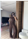Moss Dokulu Takım Kahverengi