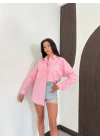 Nakış Detaylı Poplin Gömlek Pembe