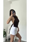 Nancy Kahve Toka Detaylı Sırtı Açık Bluz