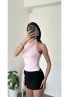 Nancy Pembe Toka Detaylı Sırtı Açık Bluz