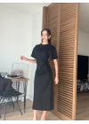 Nessa Drapeli Midi Elbise Siyah
