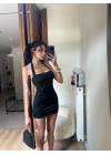 Noir Halter Yaka Mini Elbise