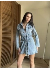 Nola Denim Elbise Açık Mavi