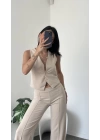 Nova Krem Yelek Pantolon 2’li Takım