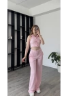 Pembe Aida Düğmeli 2’li Takım