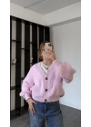 Pembe Brooke Örgü Triko Hırka