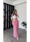 Pembe Cenny Güpürlü Astarlı Etek