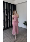 Pembe Selay Güpürlü Astarlı 2’li Takım