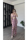 Pembe Suzy Kuplu Çiçek Desenli Elbise