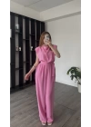 Pembe Vivi Kuşaklı Vatkalı Tulum
