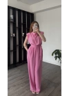 Pembe Vivi Kuşaklı Vatkalı Tulum