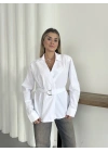 Poplin Kemer Detaylı Gömlek Beyaz