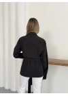 Poplin Kemer Detaylı Gömlek Siyah