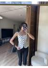 Puantiyeli Gold Toka Detaylı Korsaj Bluz