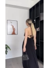 Rosy Siyah Bağcık Sırtlı Elbise