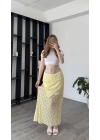 Sarı Cenny Güpürlü Astarlı Etek