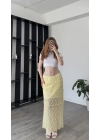 Sarı Cenny Güpürlü Astarlı Etek