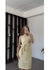 Sarı Cleo Düğümlü Elbise