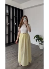 Sarı Dora Kemerli Poplin Elbise