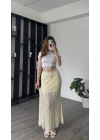 Sarı Pia Güpürlü Astarlı Etek