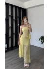 Sarı Selay Güpürlü Astarlı 2’li Takım