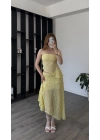 Sarı Selay Güpürlü Astarlı 2’li Takım
