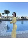 Sarı Sunny Örgü Pareo Takım