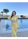 Sarı Sunny Örgü Pareo Takım