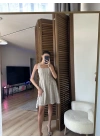 Sera Dokulu Elbise Gri