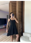 Sera Dokulu Elbise Siyah