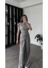 Serena Gri Asimetrik Kesimli Vatkalı Takım