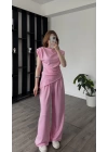 Serena Pembe Asimetrik Kesimli Vatkalı Takım