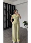 Serena Sarı Asimetrik Kesimli Vatkalı Takım