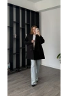 Siyah Aida Premium Kaşe Kaban