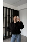 Siyah Anna Bomber Kaşe Ceket