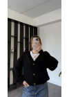 Siyah Brooke Örgü Triko Hırka