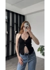 Siyah Danny Boyundan Askılı Yelek